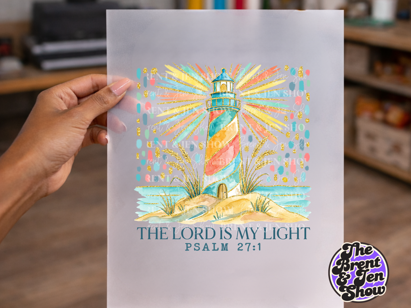 Lighthouse Psalm 27:1  DTF/Sublimation Transfer, Ready to Press