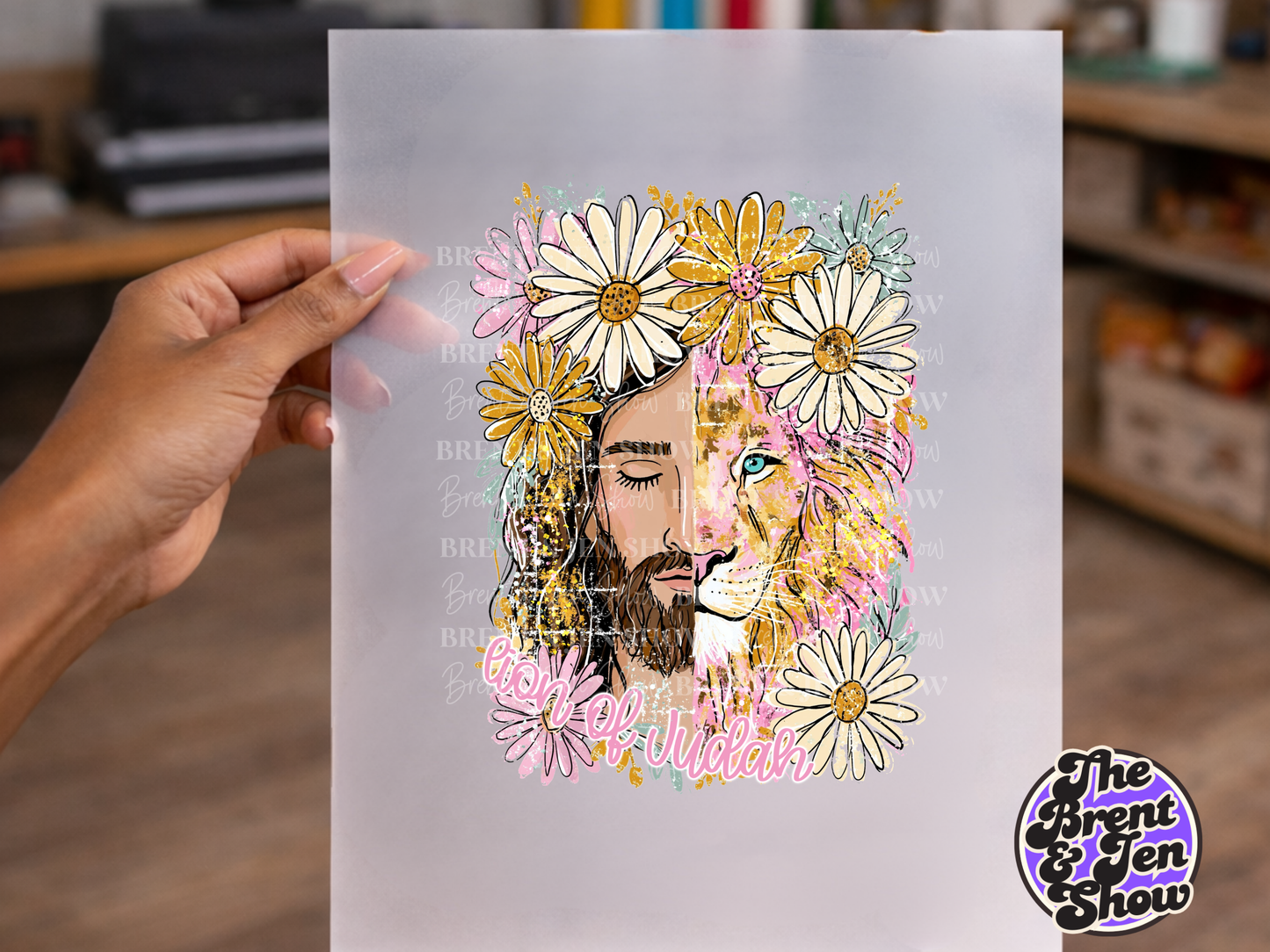 Lion of Judah Daisy Floral DTF/Sublimation Transfer, Ready to Press