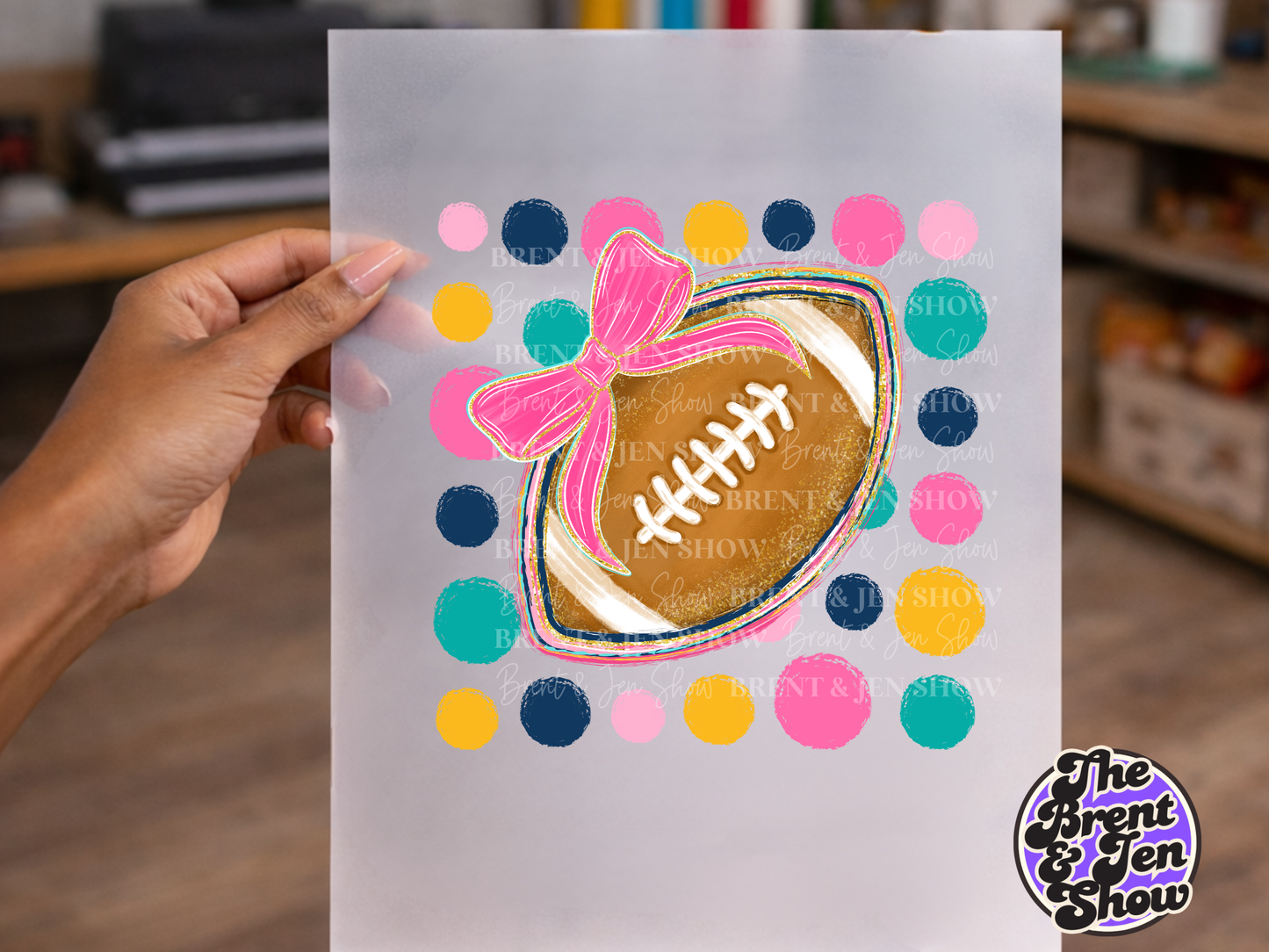 Polka dot Football Bow DTF/Sublimation Transfer, Ready to Press