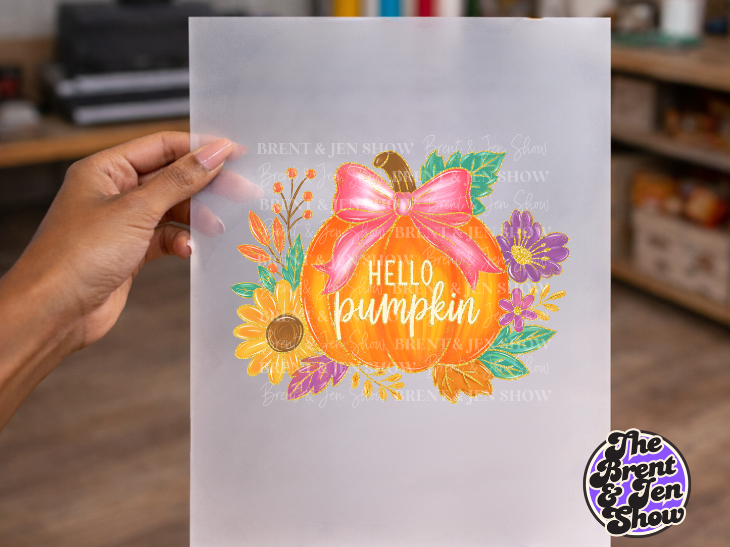 Hello Pumpkin Fall Design DTF/Sublimation Transfer, Ready to Press