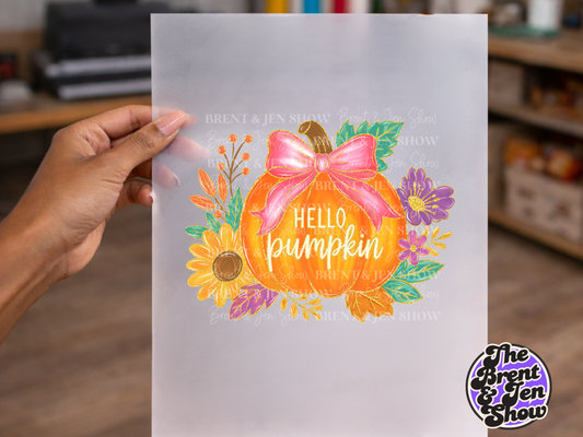 Hello Pumpkin Fall Design DTF/Sublimation Transfer, Ready to Press