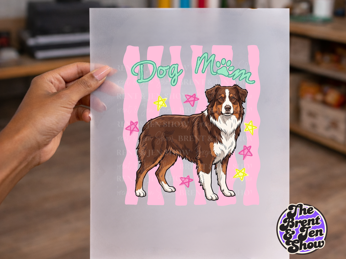 Dog Mom Australian Shepherd DTF or Sublimation Transfer (Ready-to-Press)