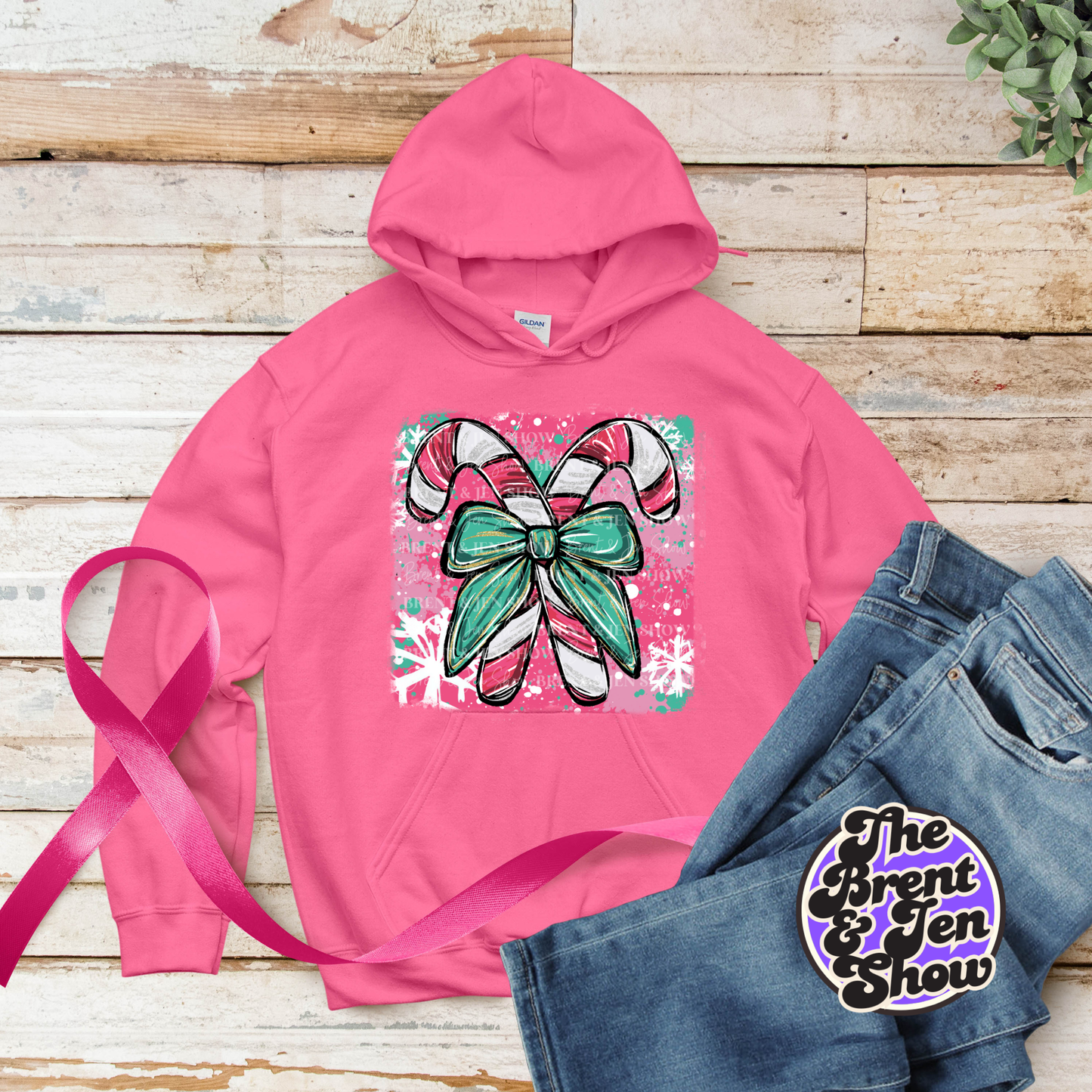 Colorful Christmas Candy Cane Hoodie