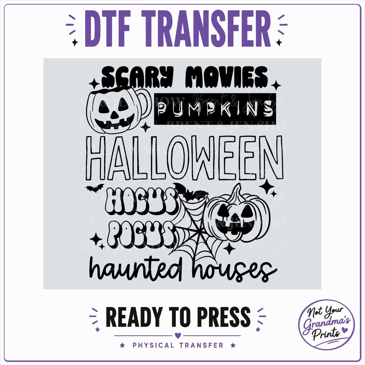 Halloween DTF Transfer: Scary Movies, Pumpkins, Haunted Houses (Ready-to-Press)
