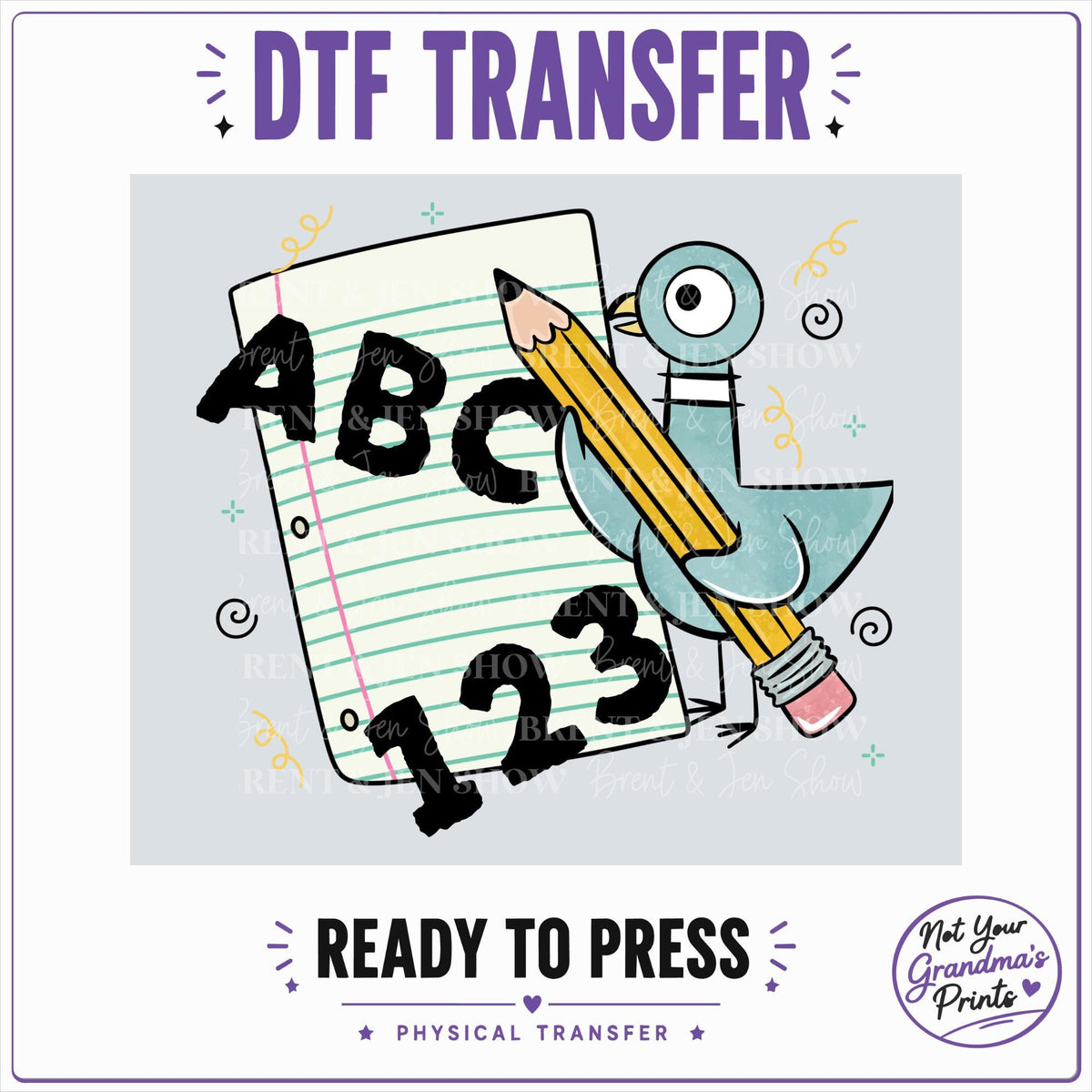 ABC Teacher Pidgeon DTF Transfer, Back to School Ready to Press