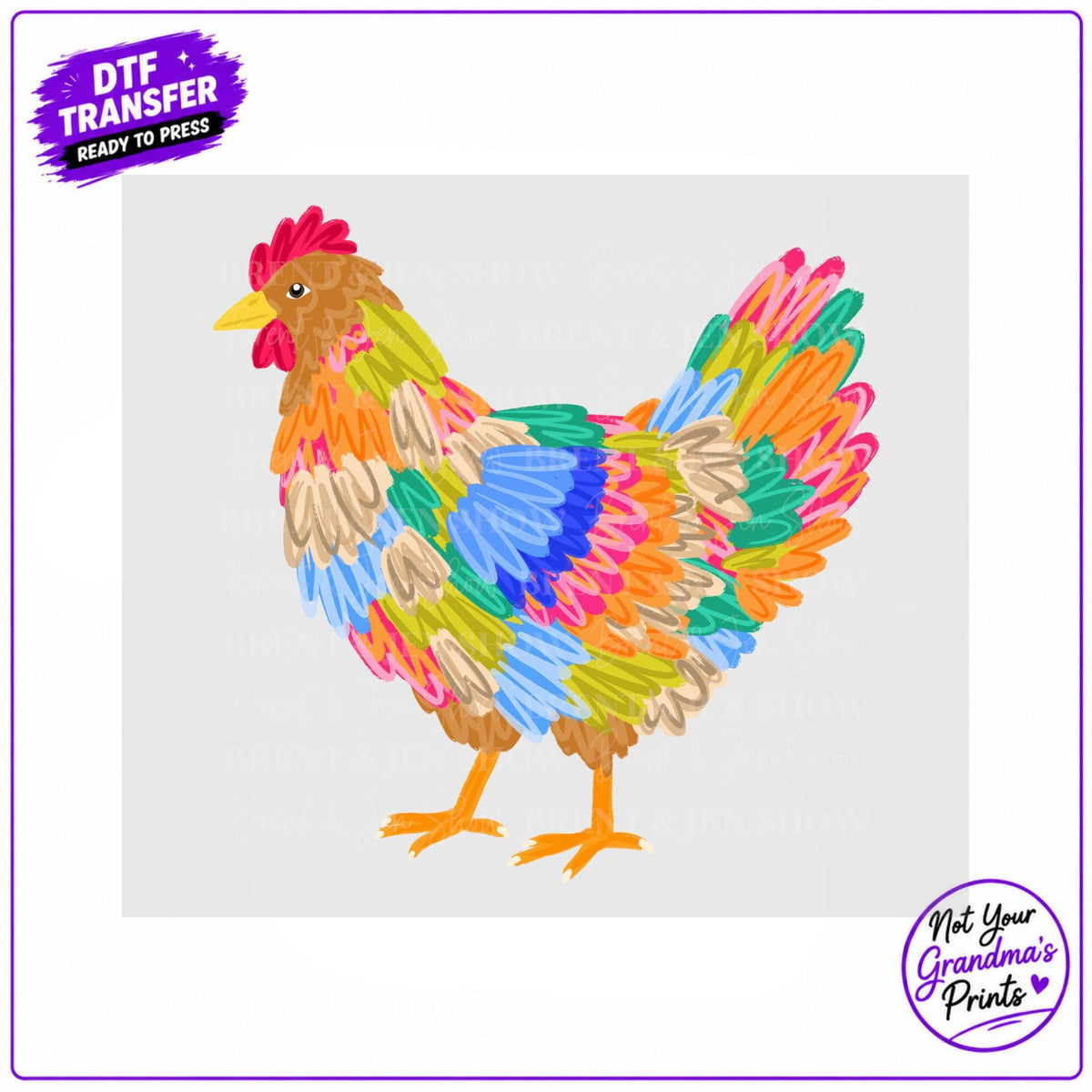Colorful Rooster DTF Transfer Print (Ready-to-Press)