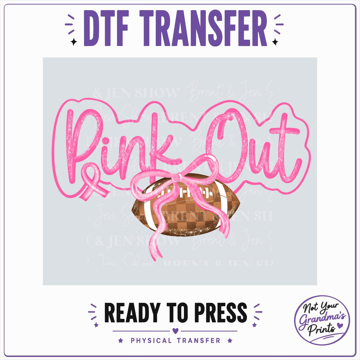 Pink Out Football DTF Transfer: Breast Cancer Awareness Design (Ready-to-Press)