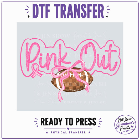 Pink Out Football DTF Transfer: Breast Cancer Awareness Design (Ready-to-Press)