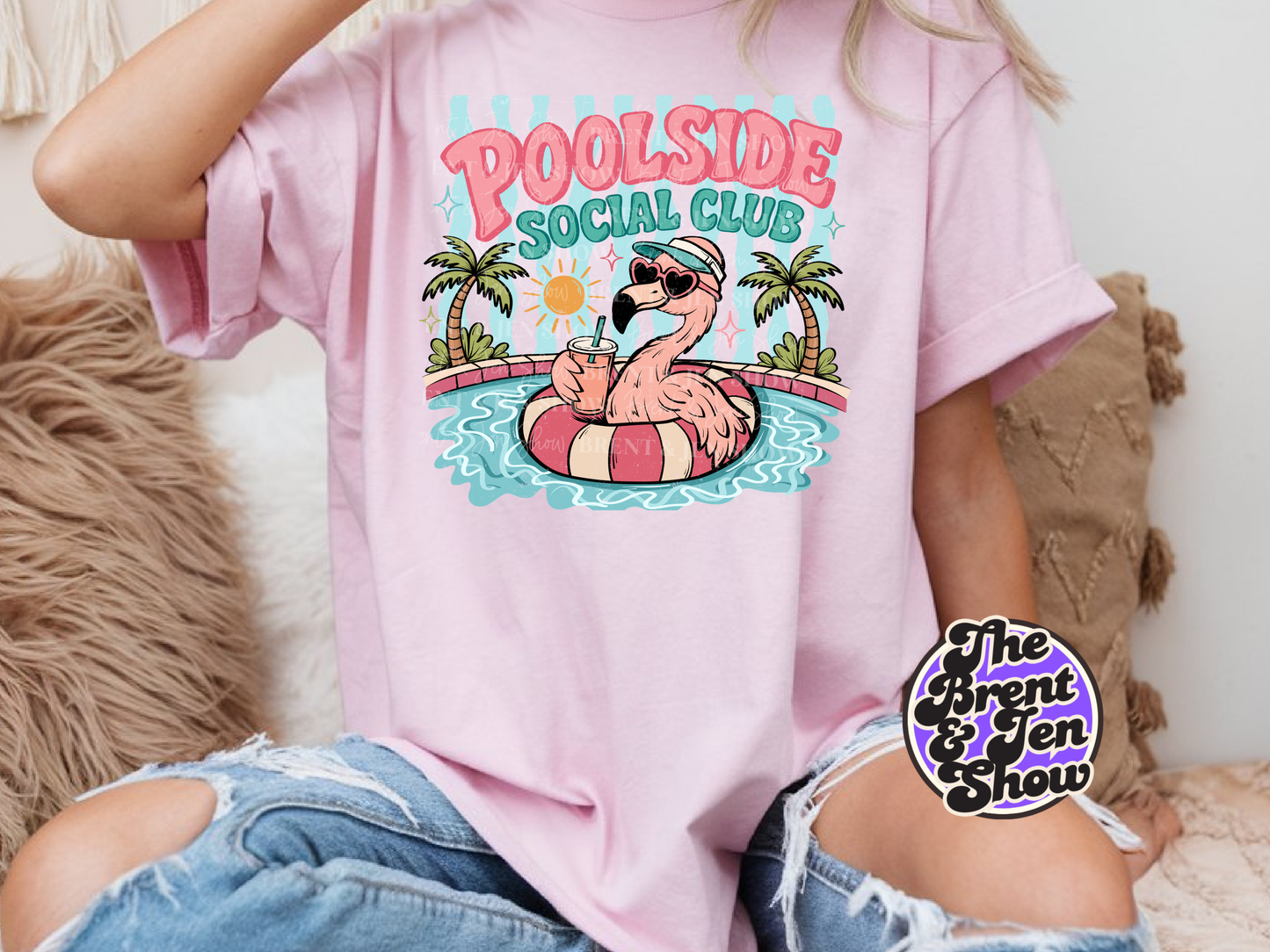 Poolside Social Club Flamingo T-Shirt: Vibrant DTF Print, Summer Fun Tee