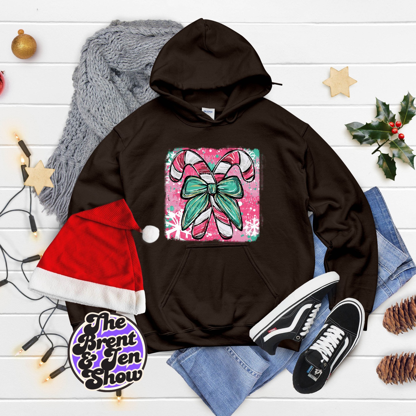 Colorful Christmas Candy Cane Hoodie