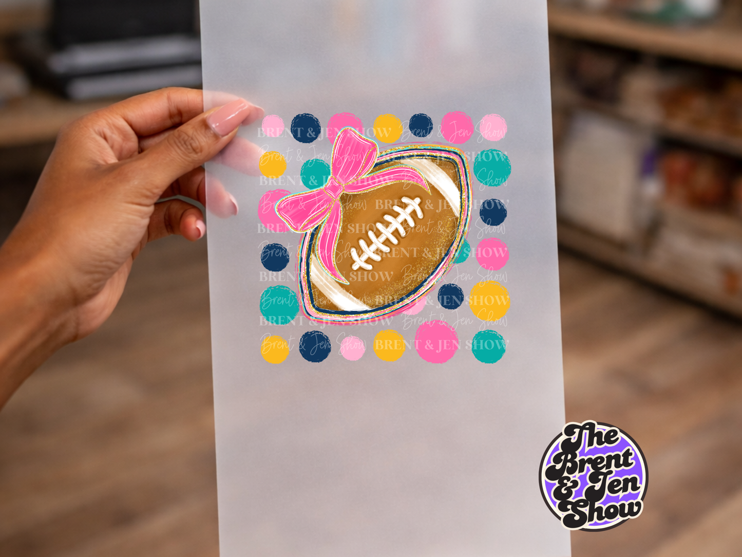 Polka dot Football Bow DTF/Sublimation Transfer, Ready to Press