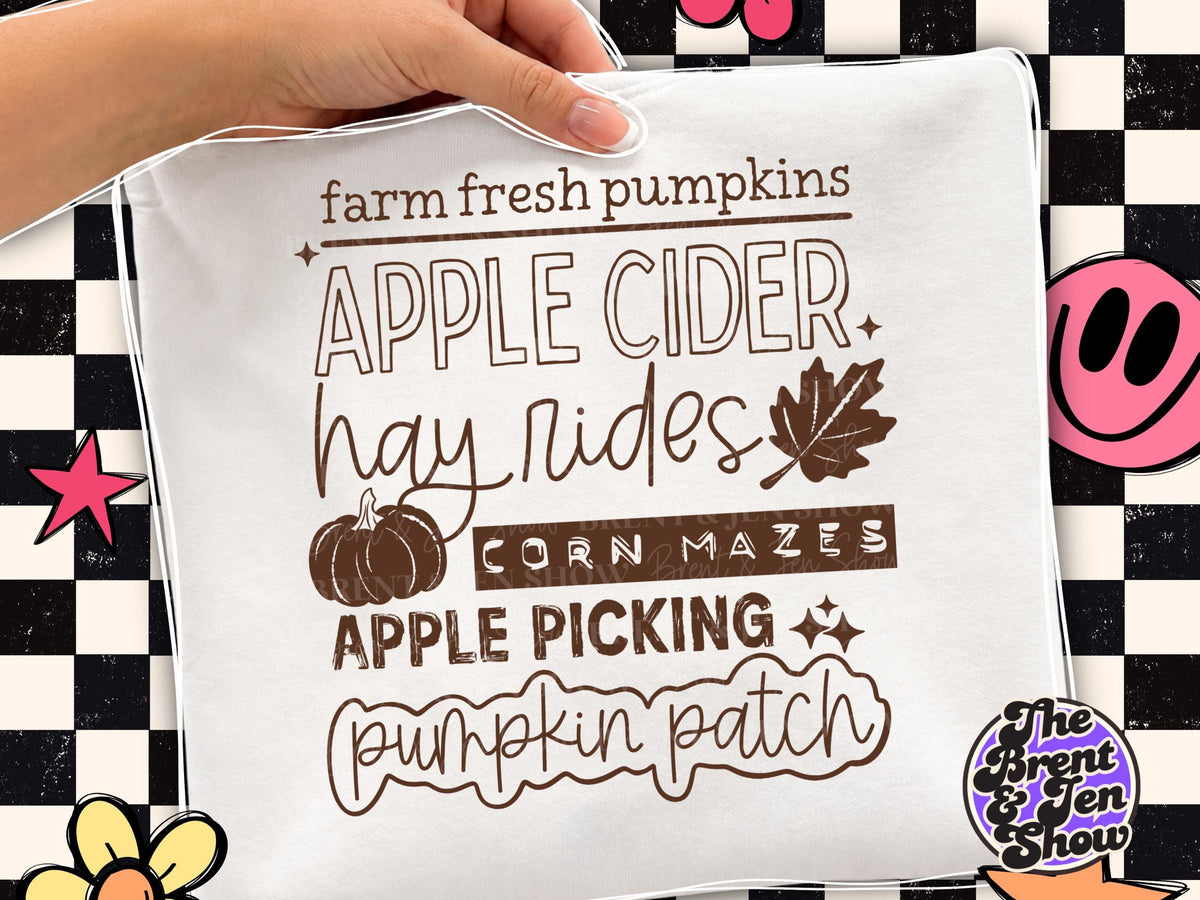Farm Fresh Pumpkins Apple Cider DTF Transfer (Ready-to-Press)