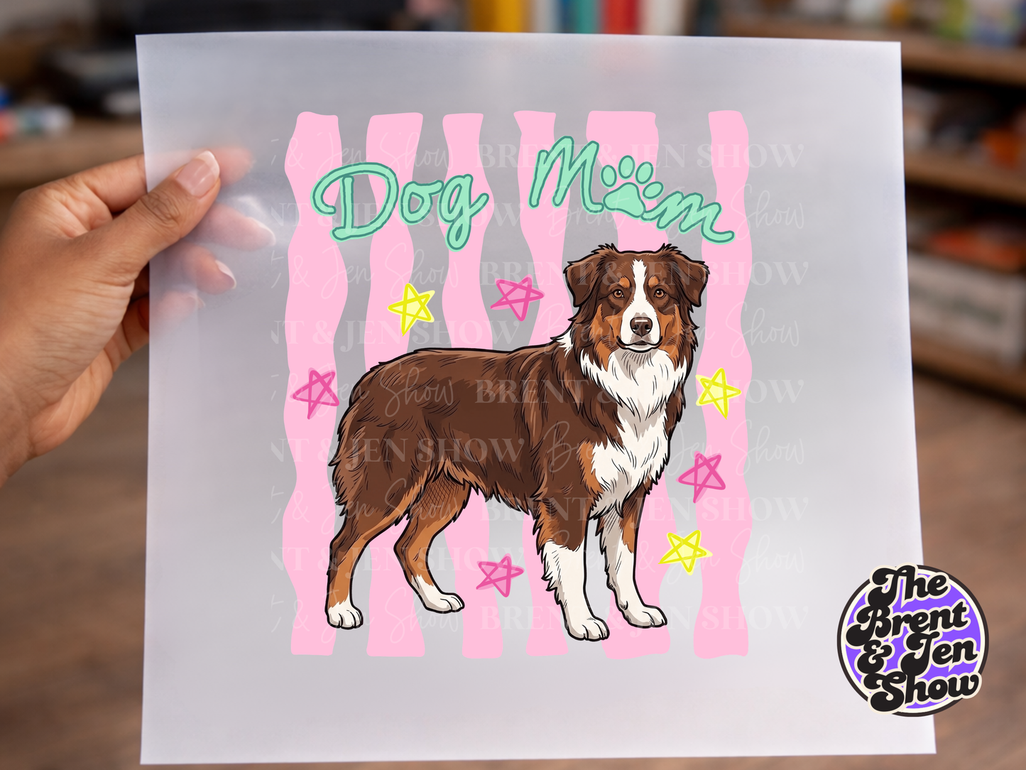 Dog Mom Australian Shepherd DTF or Sublimation Transfer (Ready-to-Press)