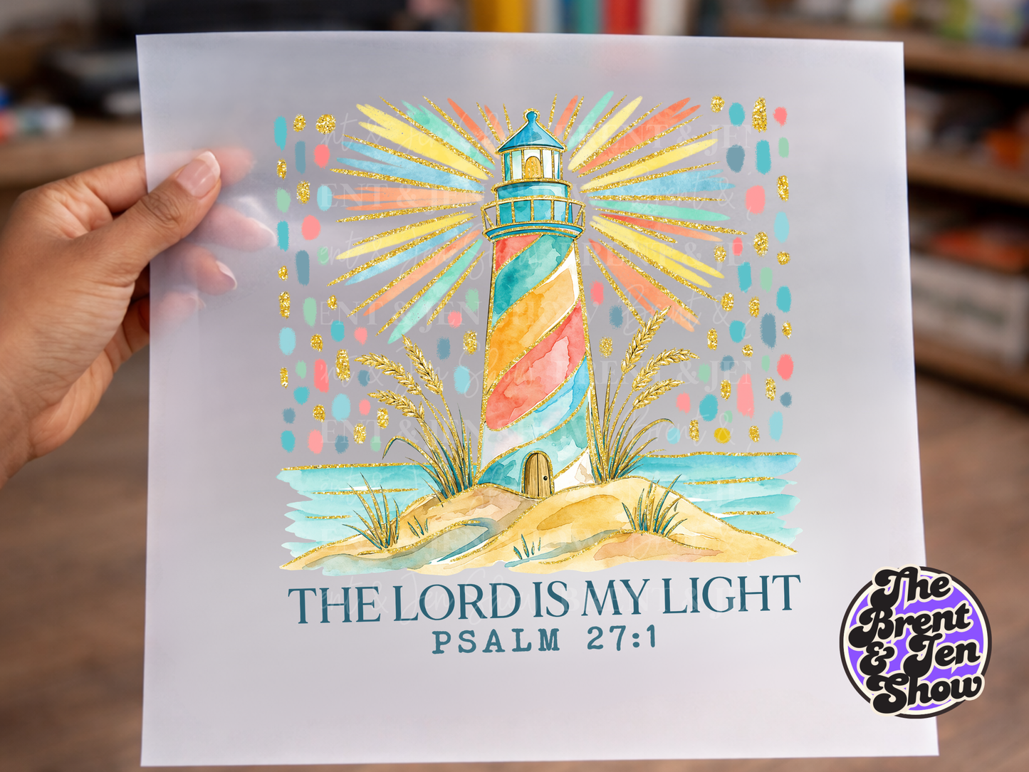 Lighthouse Psalm 27:1  DTF/Sublimation Transfer, Ready to Press