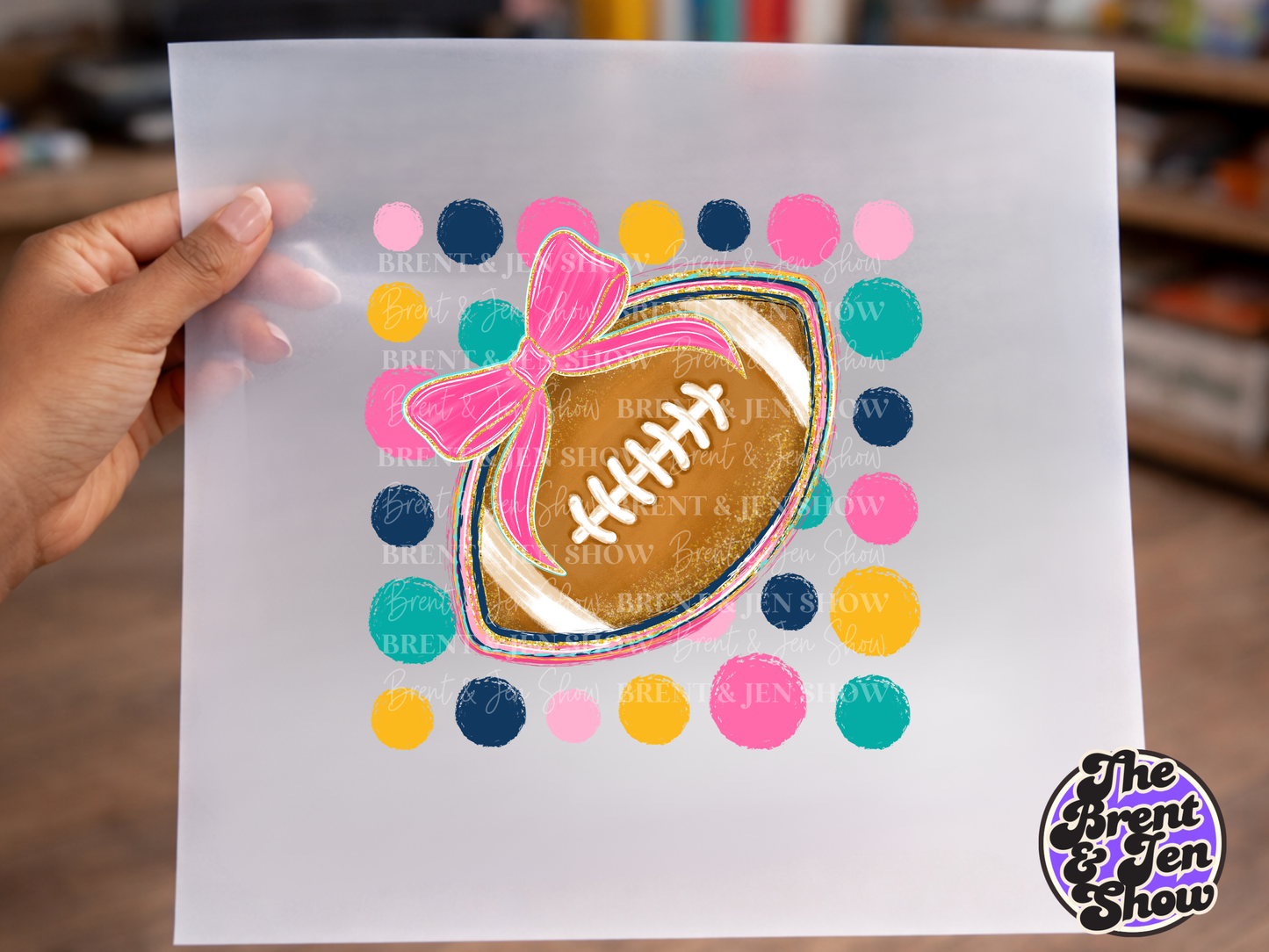 Polka dot Football Bow DTF/Sublimation Transfer, Ready to Press