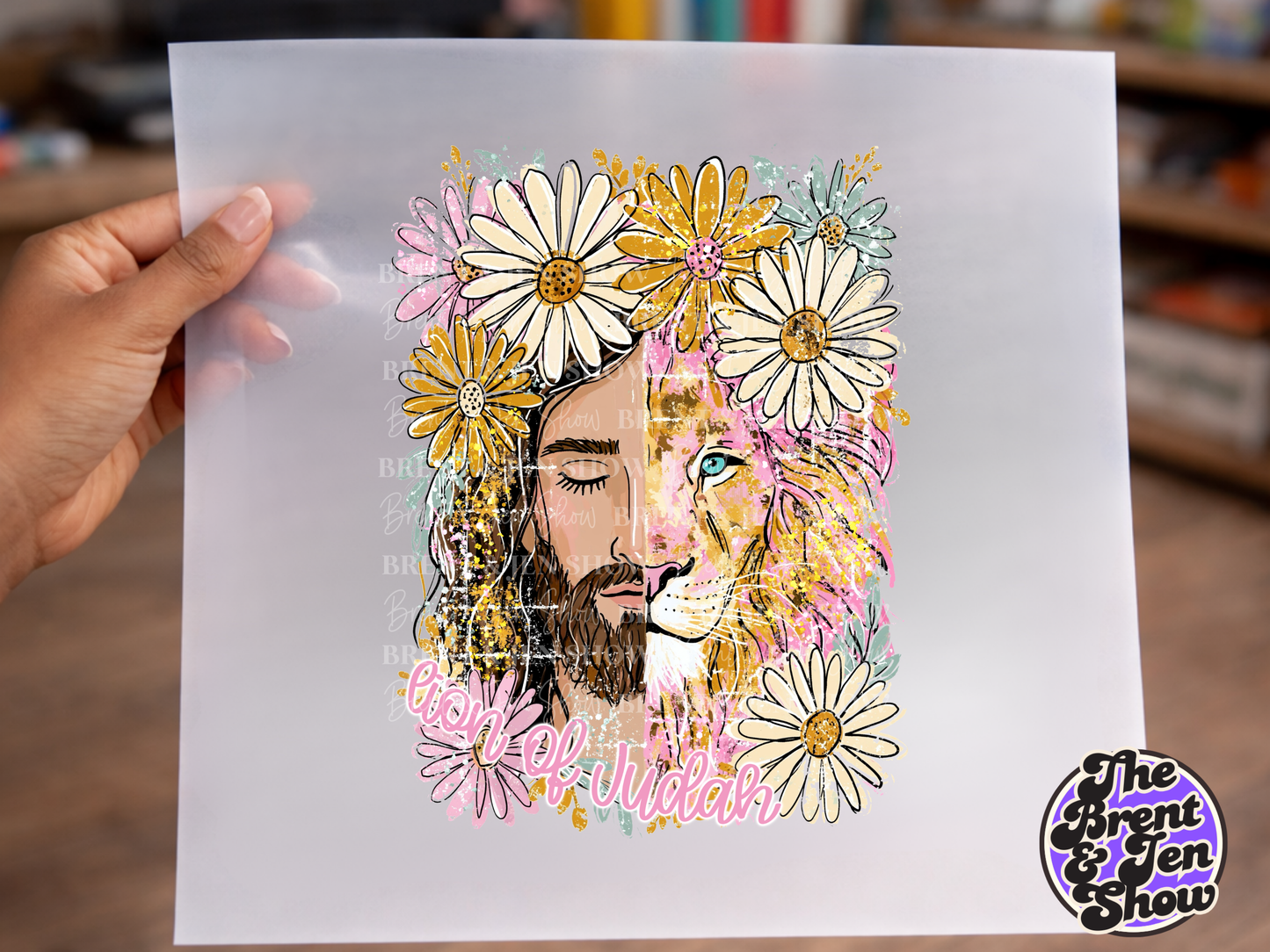 Lion of Judah Daisy Floral DTF/Sublimation Transfer, Ready to Press