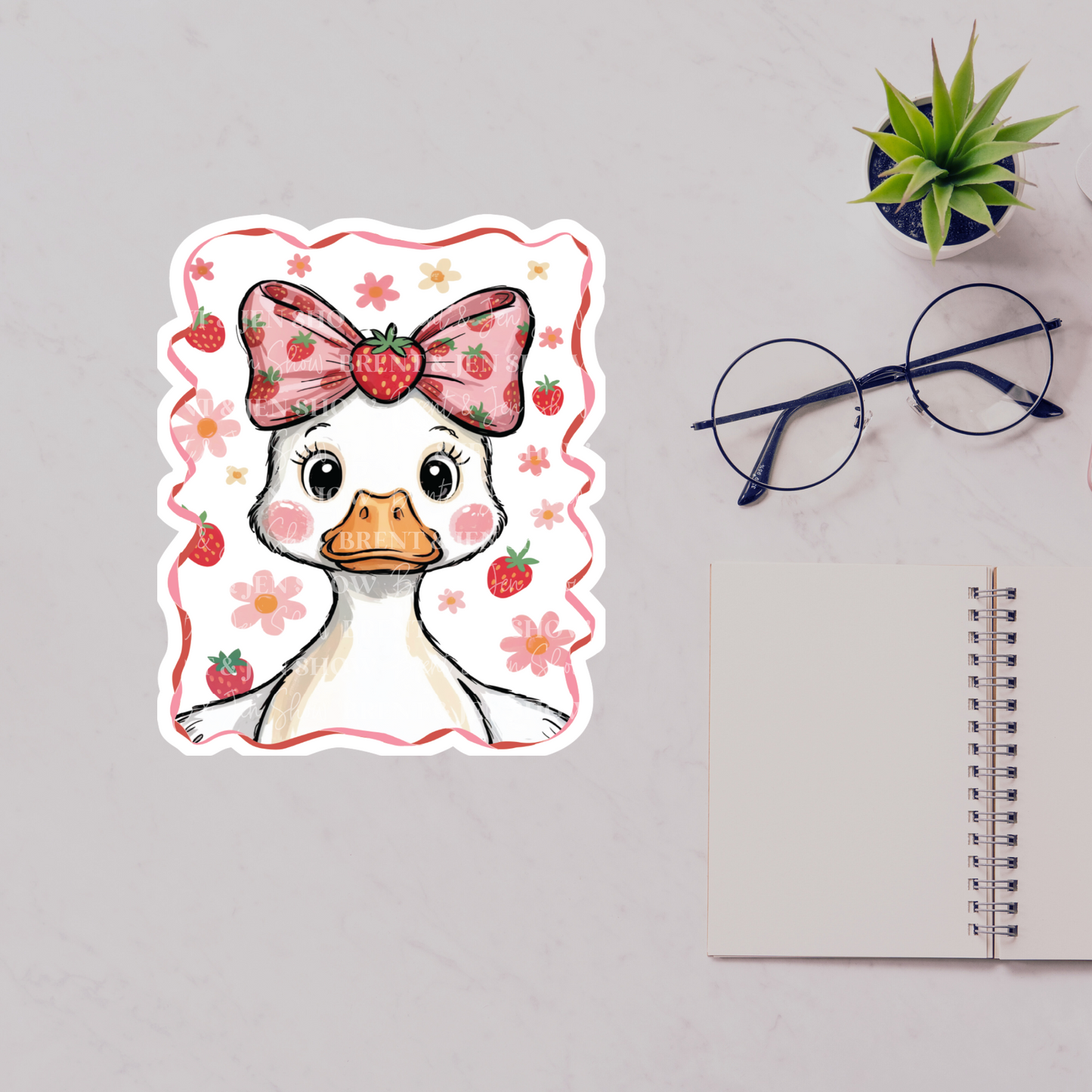 Cute Strawberry Goose Sticker or Car Decal