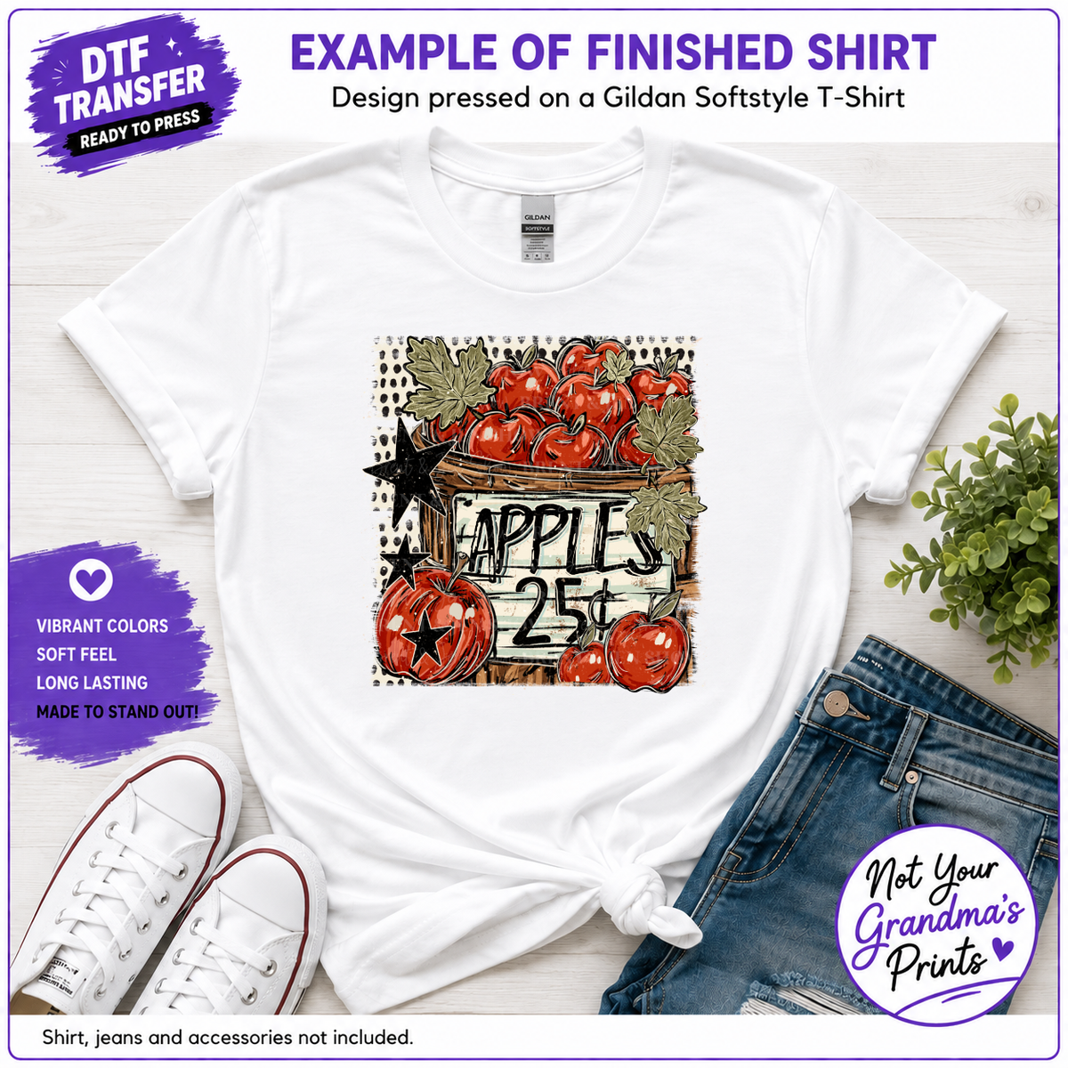 Farm Fresh Apples DTF Transfer, Apple Orchard Ready to Press