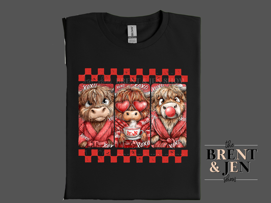 Valentine Highland Cow T Shirt