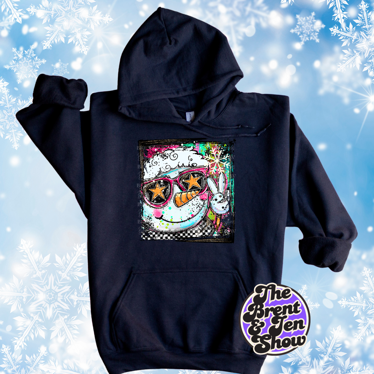 Selfie Doodle Snowman Hoodie