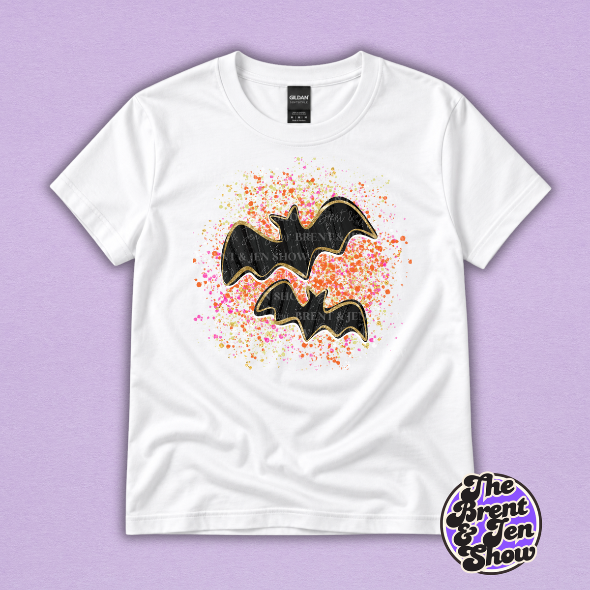 Glitter Bats Halloween T-Shirt – Colorful Spooky Graphic Tee