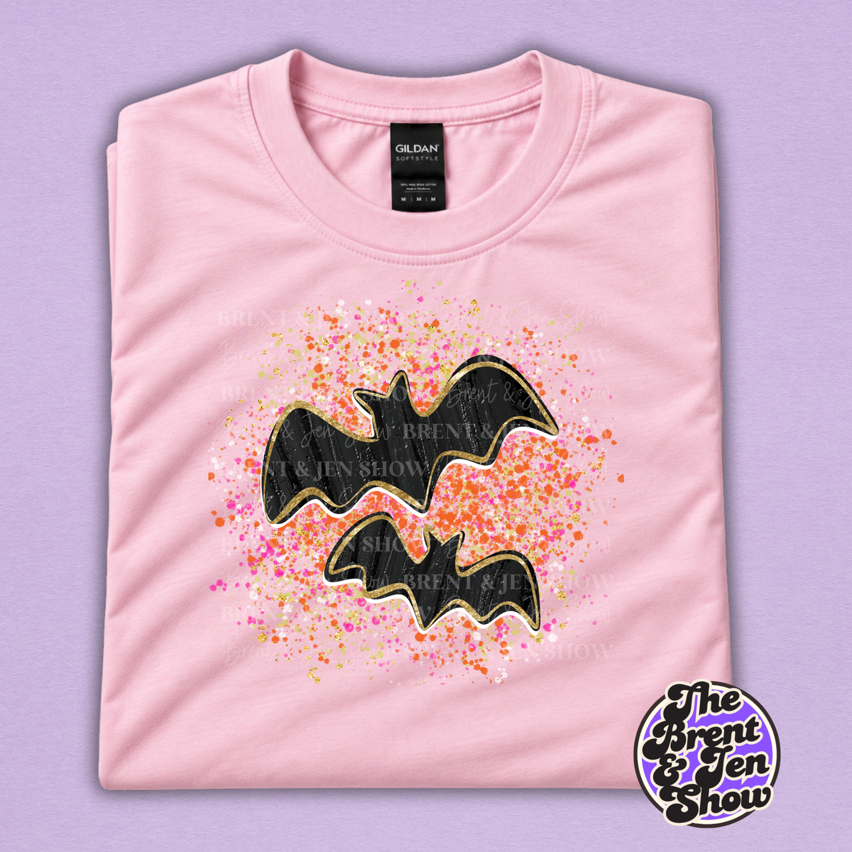 Glitter Bats Halloween T-Shirt – Colorful Spooky Graphic Tee