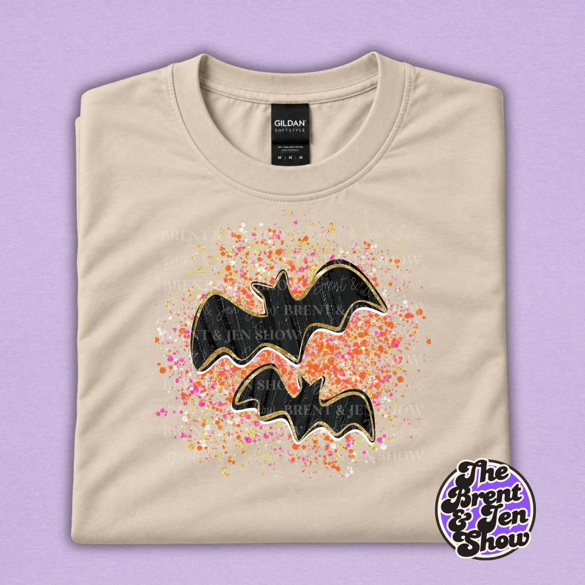 Glitter Bats Halloween T-Shirt – Colorful Spooky Graphic Tee