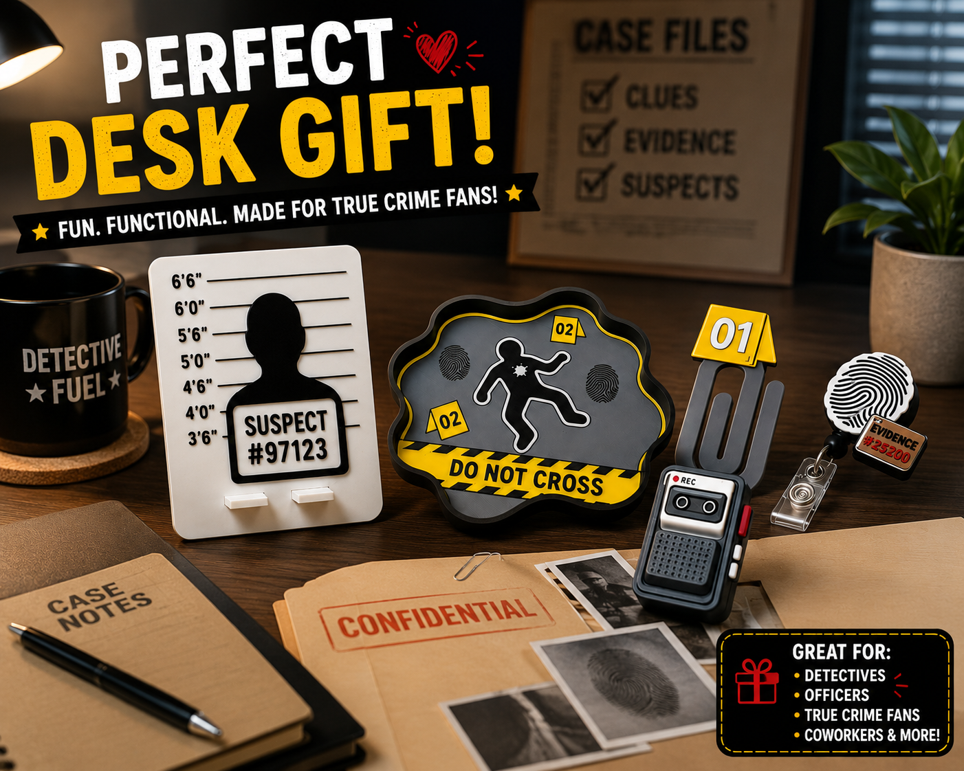 3D Printed Crime Scene Desk Organizer Set