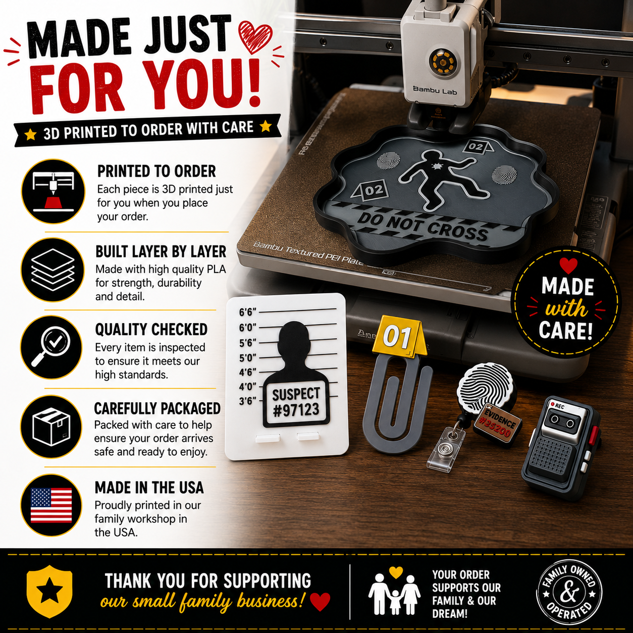 3D Printed Crime Scene Desk Organizer Set