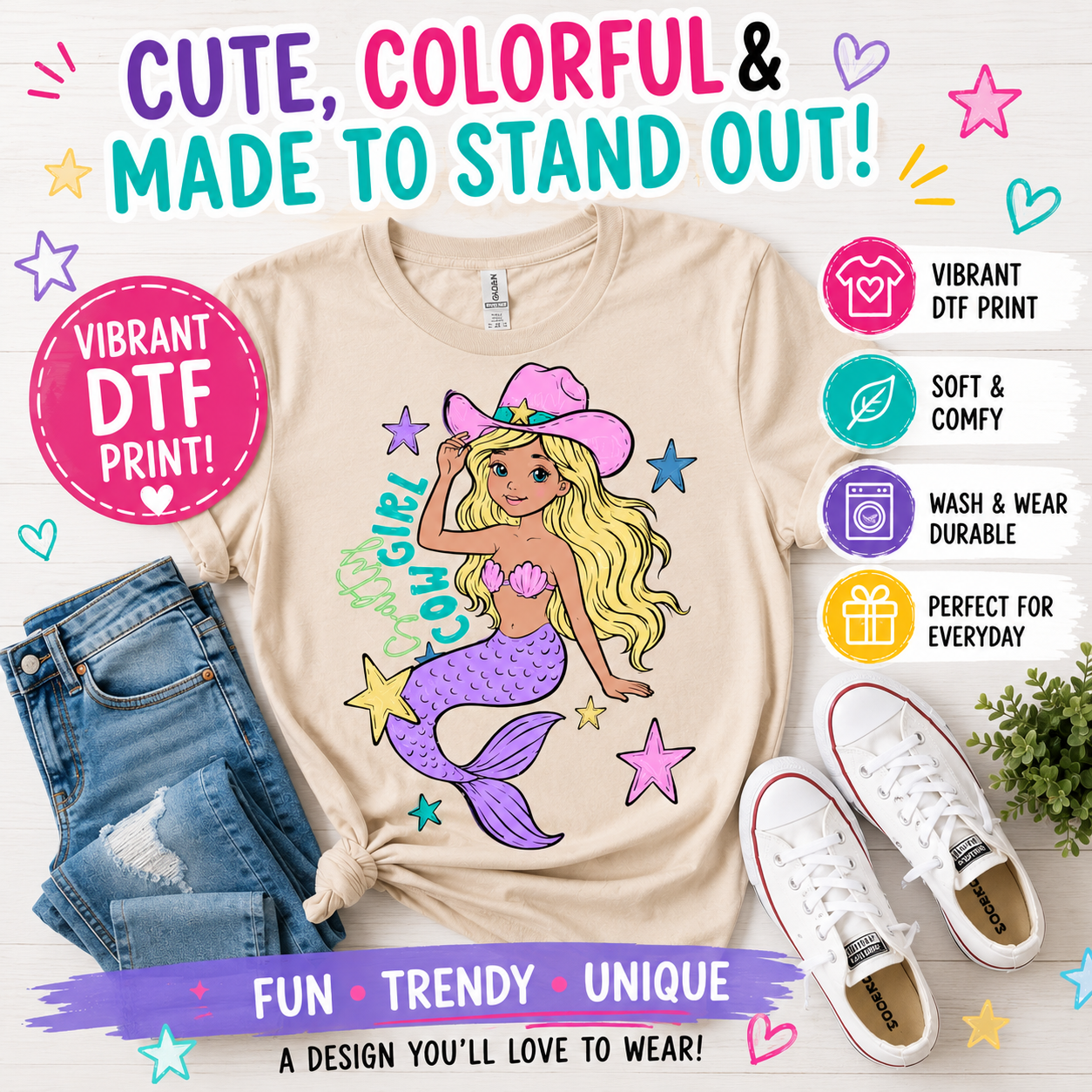 Salty Cowgirl Blonde Mermaid Shirt