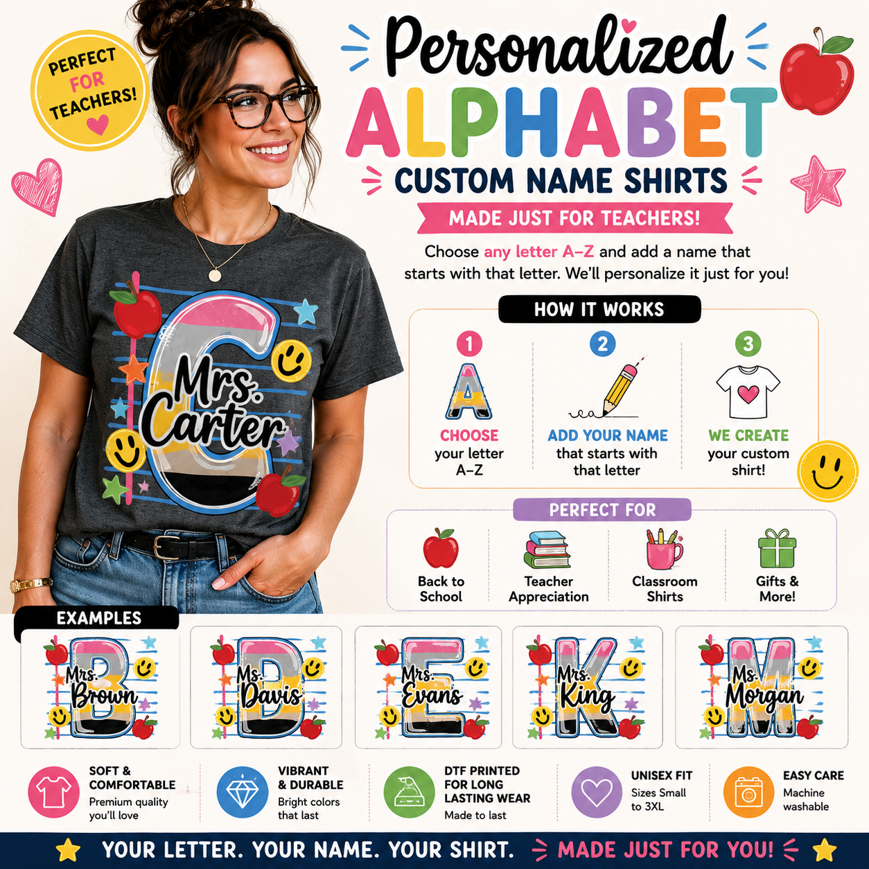Personalized Alphabet Custom Name Shirt