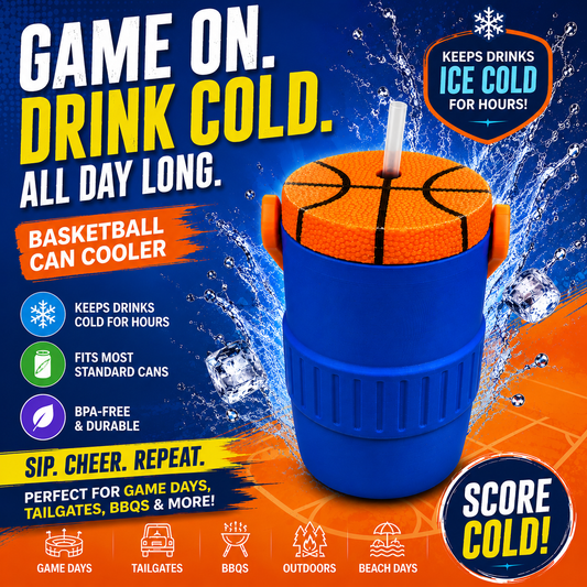 Basketball Can Cooler with Straw Lid – 3D Printed Game Day Drink Holder