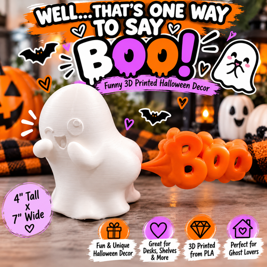Funny Ghost Boo Decor, 3D Printed Halloween Ghost,