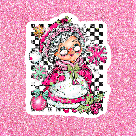 Doodle Mrs. Claus Sticker or Car Decal