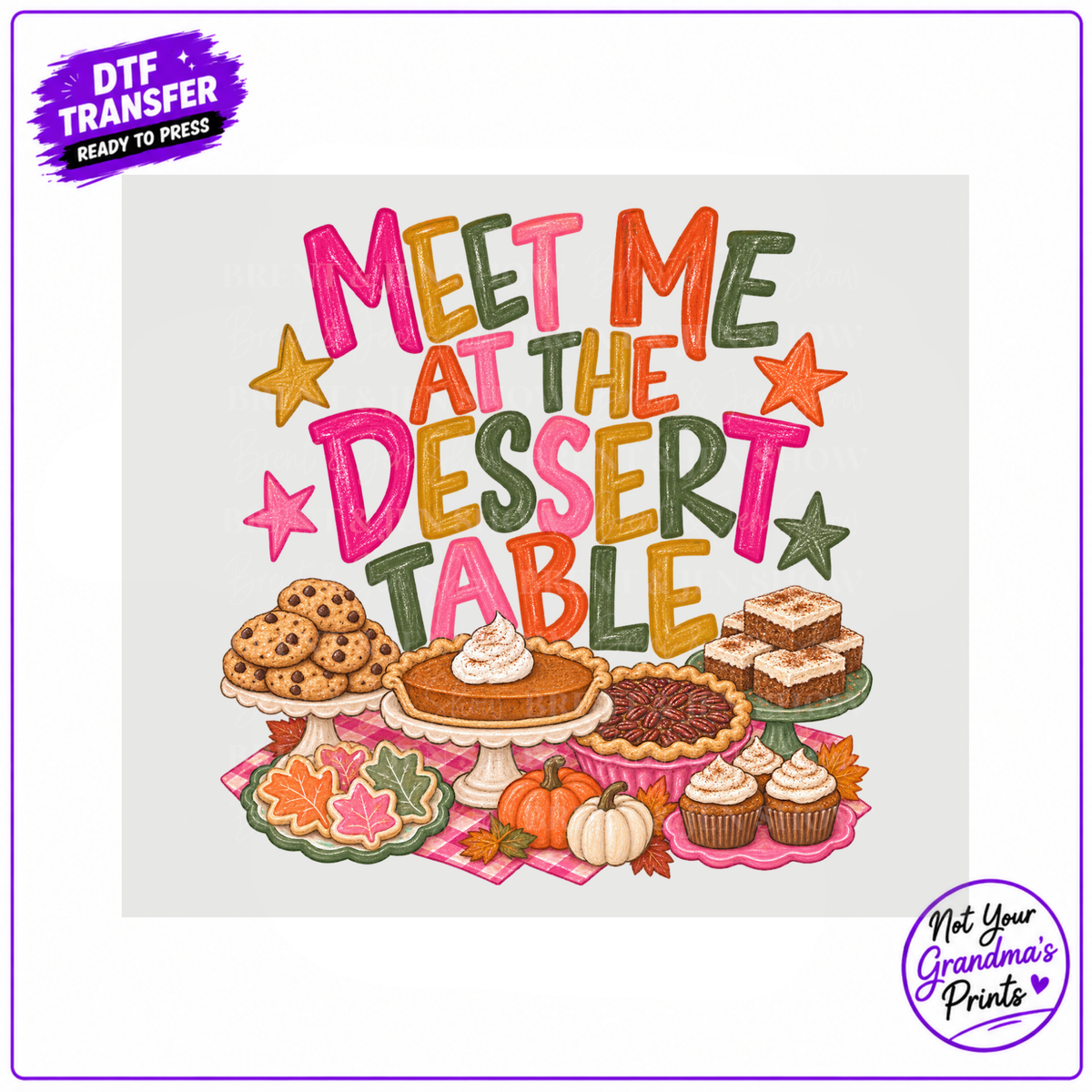 Thanksgiving Dessert Table DTF Transfer: Fall Treats, Pie, Cookies (Ready-to-Press)