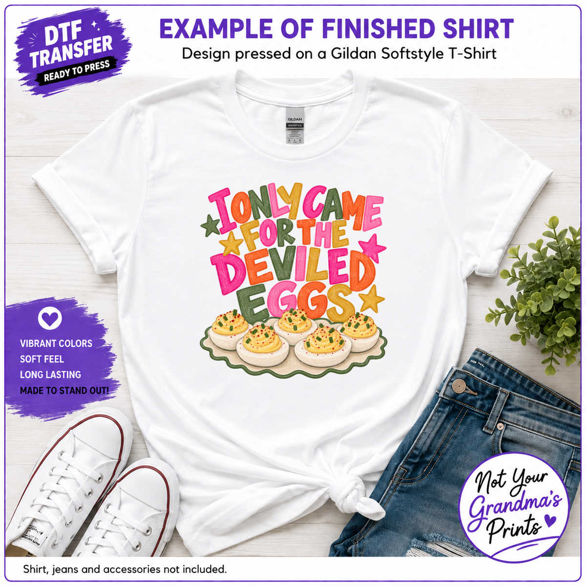Deviled Eggs Thanksgiving DTF Transfer: Funny Appetizer Lover Print (Ready-to-Press)