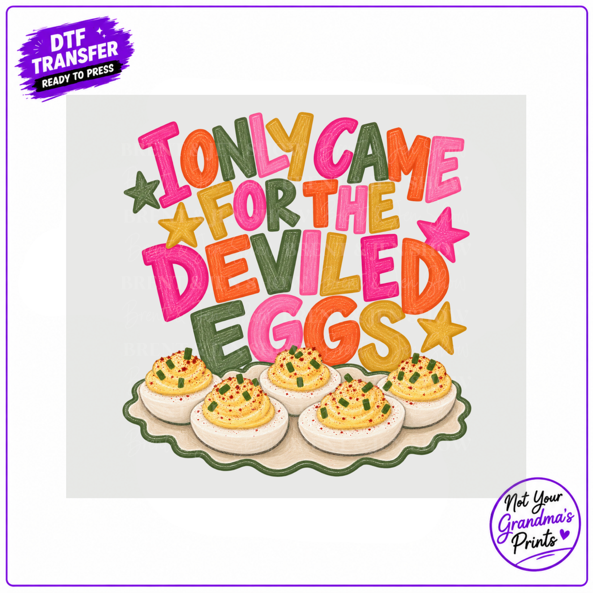 Deviled Eggs Thanksgiving DTF Transfer: Funny Appetizer Lover Print (Ready-to-Press)
