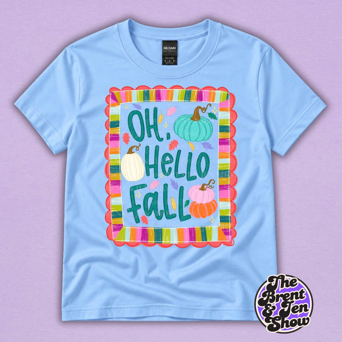 Oh Hello Fall Colorful Pumpkin Graphic T-Shirt