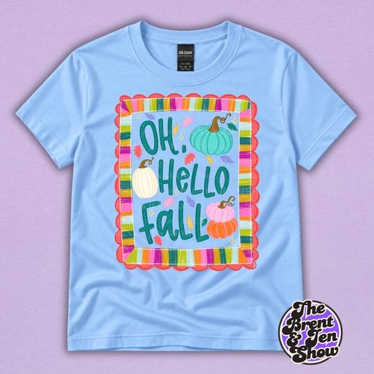Oh Hello Fall Colorful Pumpkin Graphic T-Shirt