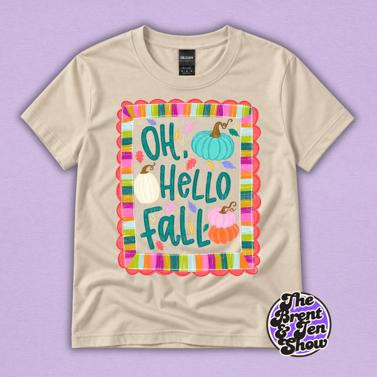 Oh Hello Fall Colorful Pumpkin Graphic T-Shirt