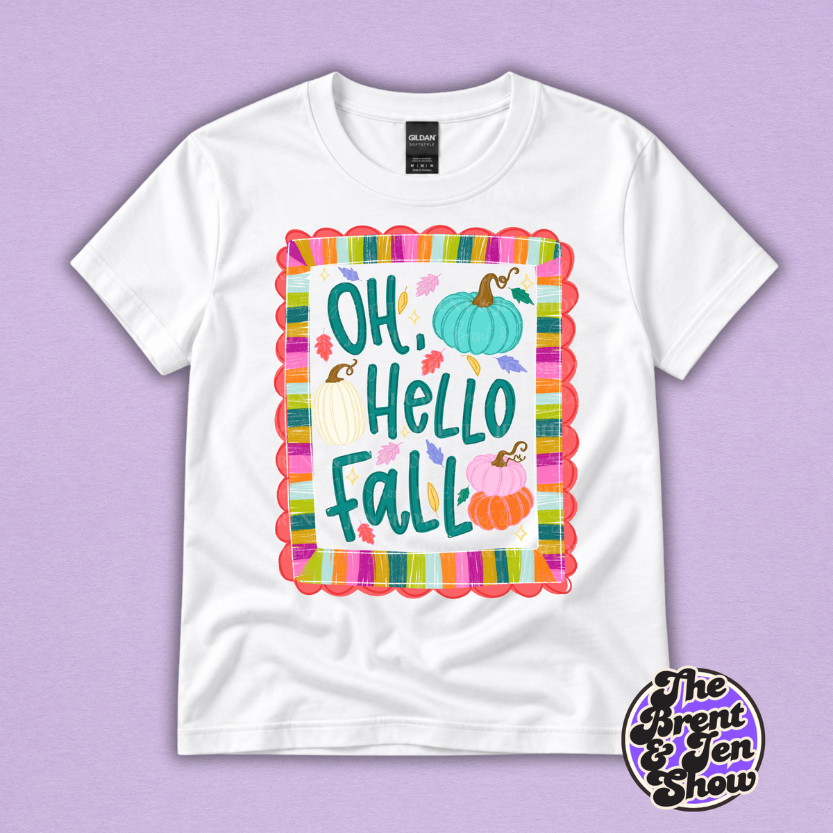 Oh Hello Fall Colorful Pumpkin Graphic T-Shirt