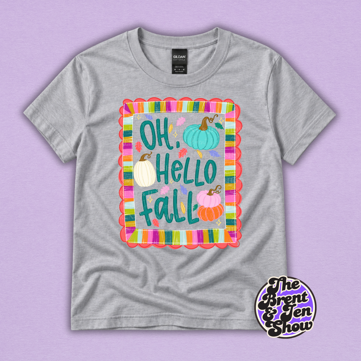 Oh Hello Fall Colorful Pumpkin Graphic T-Shirt