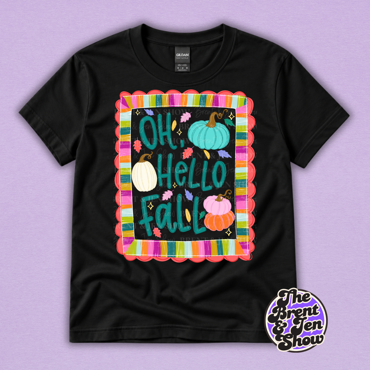 Oh Hello Fall Colorful Pumpkin Graphic T-Shirt