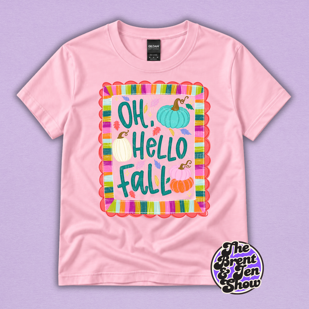 Oh Hello Fall Colorful Pumpkin Graphic T-Shirt