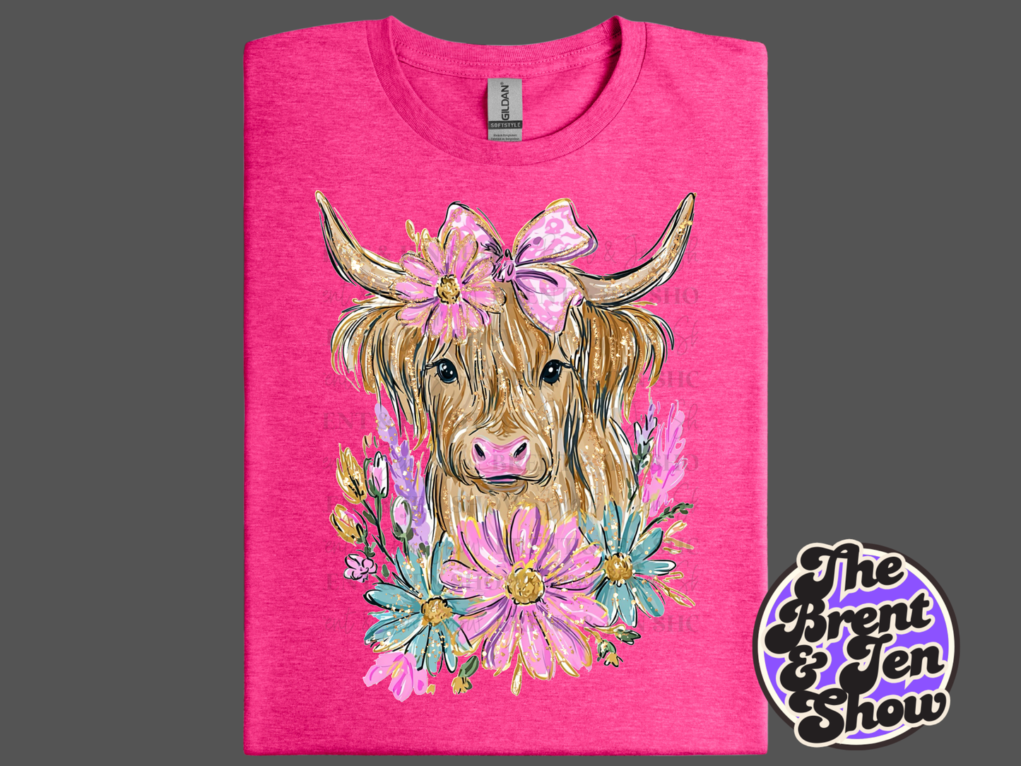 Floral Highland Cow T-Shirt