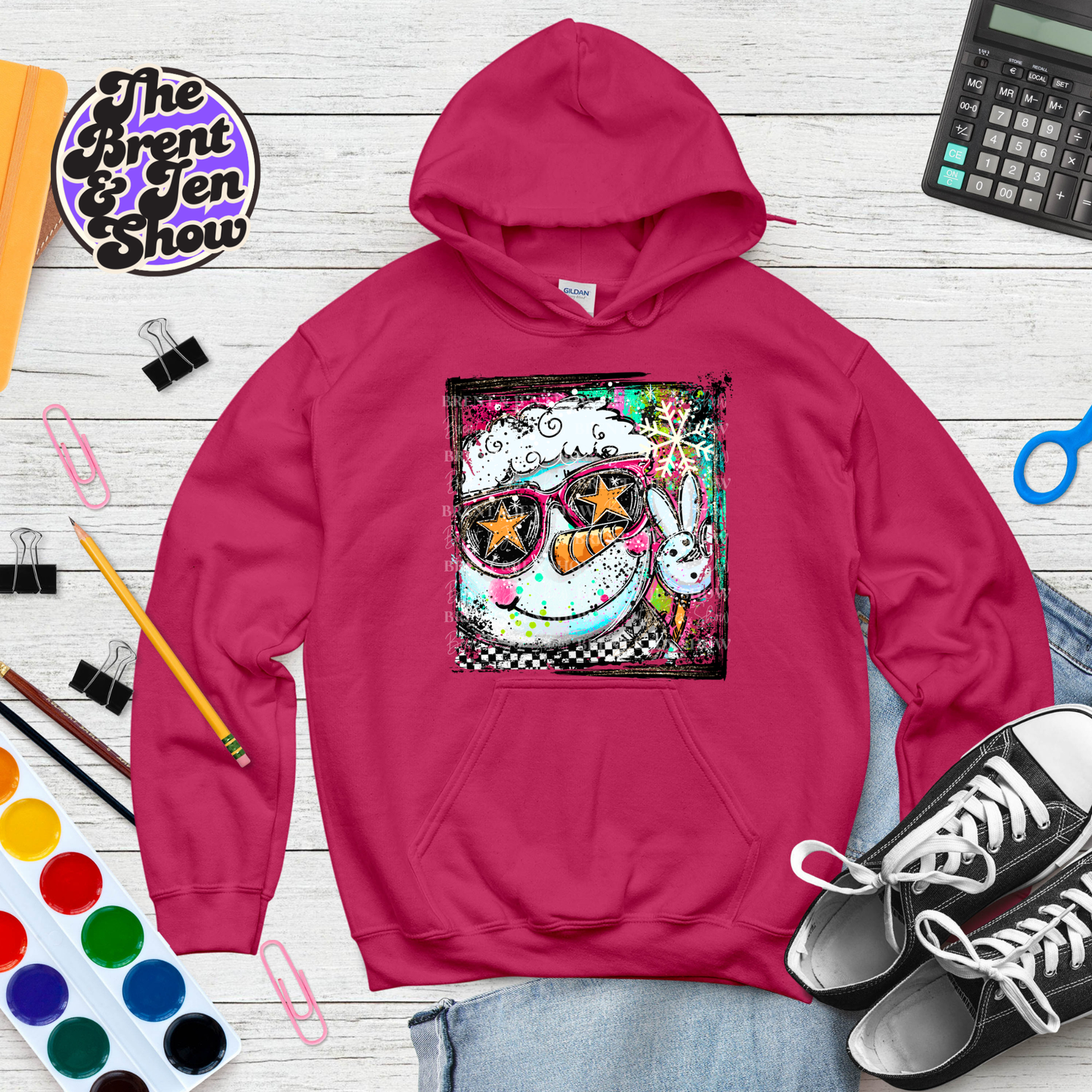 Selfie Doodle Snowman Hoodie