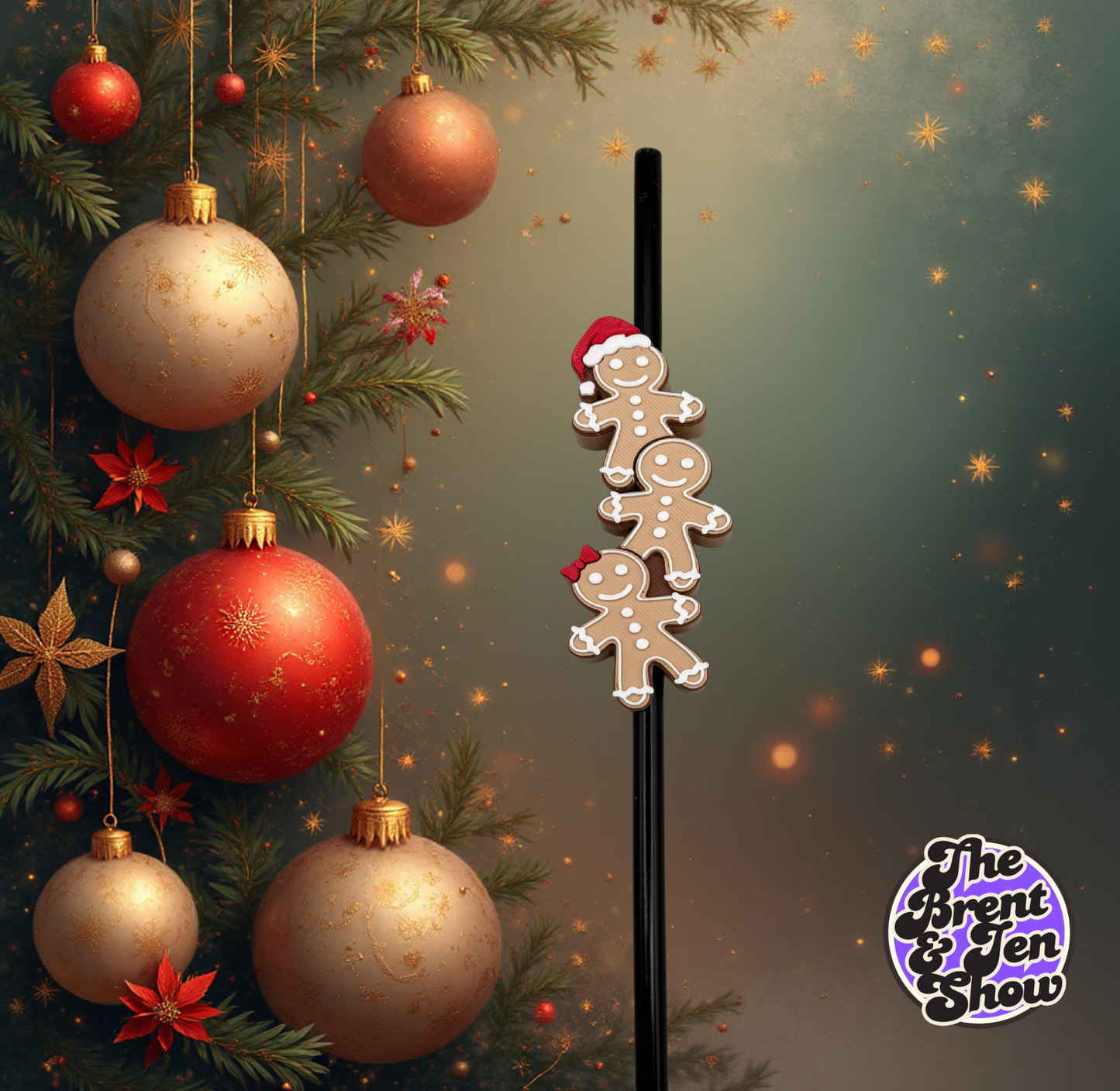 Gingerbread Family Straw Topper