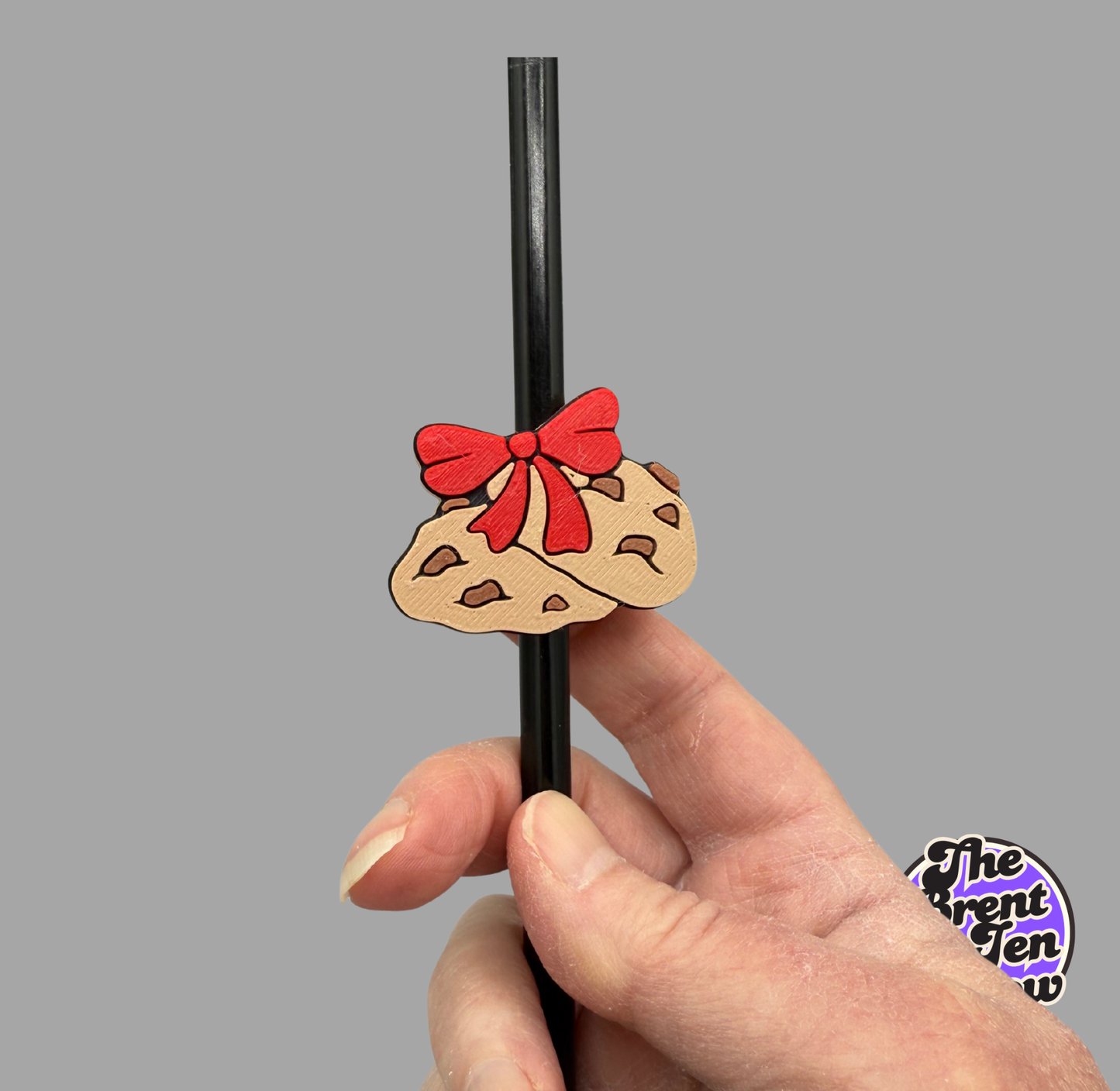 Santa's Cookies & Milk Straw Topper with Red Bow | 3D Printed PLA Drink Accessory