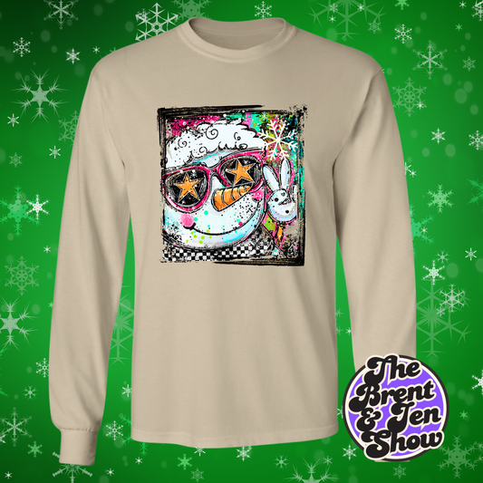 Selfie Doodle Snowman Long Sleeve Shirt