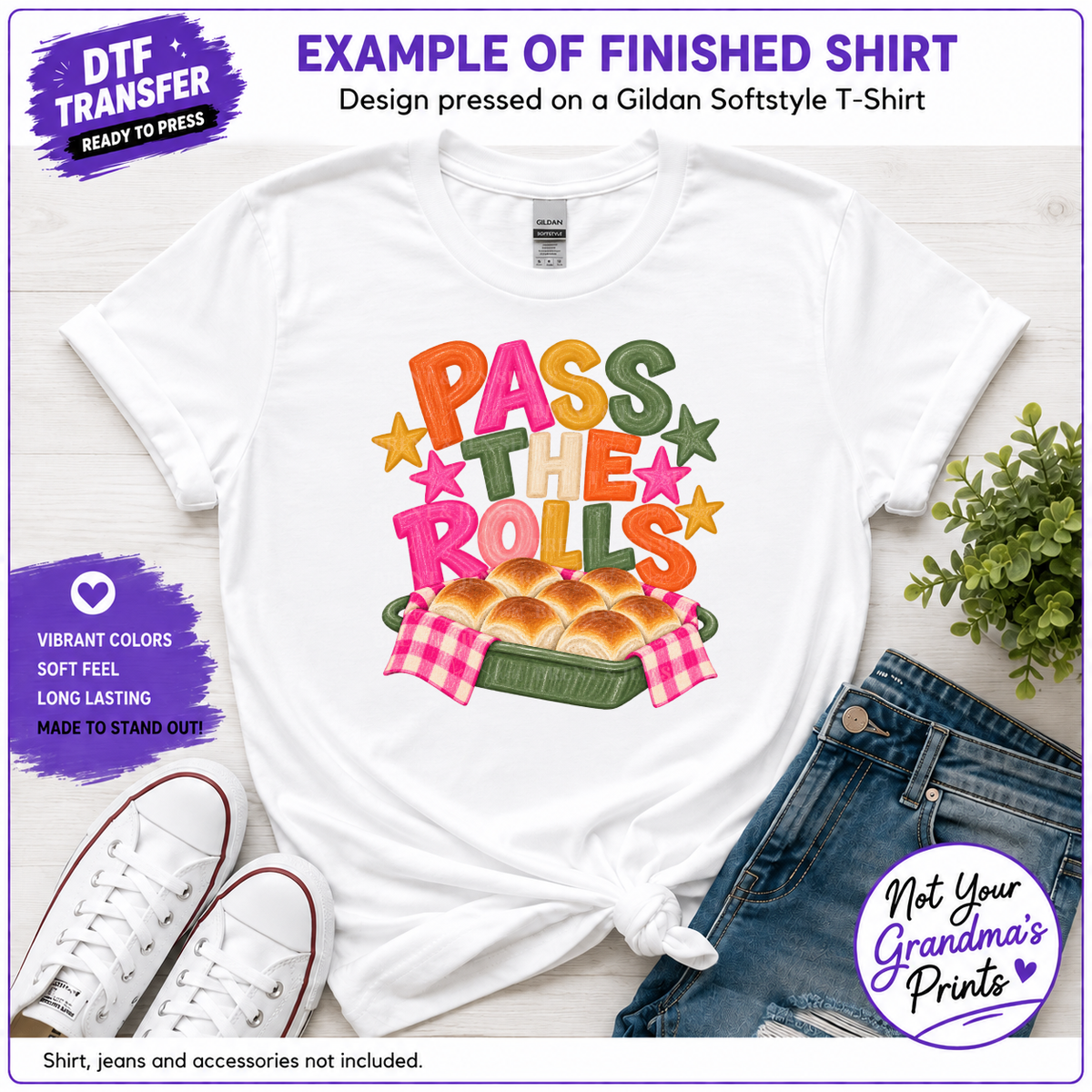 Pass the Rolls Thanksgiving DTF Transfer: Bread Basket Design (Ready to Press)
